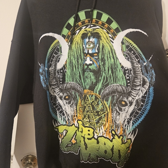 Black Graphic Hoodie with Colorful Design - Picture 2 of 3